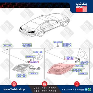 چراغ خطر عقب هیوندای جنسیس سدان