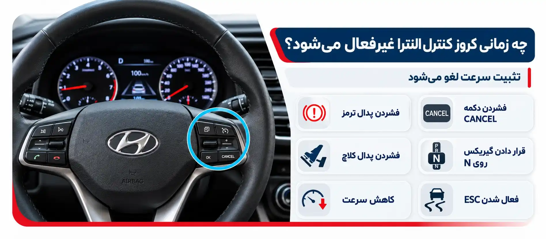 چه زمانی کروز کنترل النترا غیرفعال میشود؟